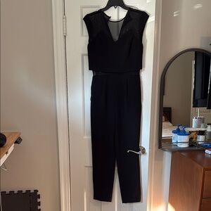 Express Black Jumpsuit with Fitted Bodice and Straight-Leg Design